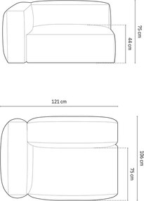 Бежов кадифен модул за диван (ляв ъгъл) Martina – Micadoni