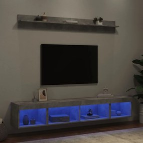 3216685 vidaXL ТВ стенни модули с LED, 5 части, бетонно сиви, инженерно дърво
