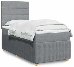 3294239 vidaXL Боксспринг легло с матрак, светлосиво, 90x200 см, плат
