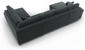 Тъмносив кадифен разтегателен ъглов диван с място за съхранение (десен ъгъл/U форма) Kyoto – Cosmopolitan Design