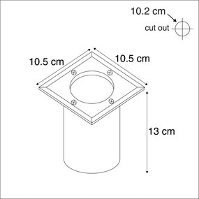 Комплект от 5 наземни петна стомана IP65 - Basic Square