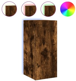 837240 vidaXL Стенен ТВ шкаф с LED осветление, опушен дъб, 30,5x35x70 см