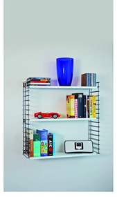 Черна триетажна етажерка с бели рафтове, широчина 70 cm Libro - Metaltex