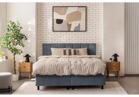 Синьо боксспринг легло с място за съхранение 180x200 cm Elva Bold Line – Bonami Selection
