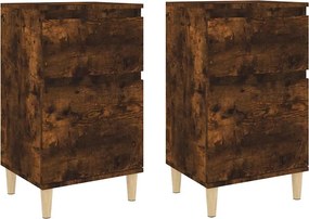 819703 vidaXL Нощни шкафчета, 2 бр, опушен дъб, 40x35x70 см