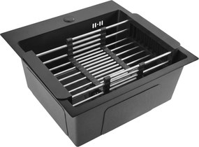 Стоманена мивка с комплект аксесоари 3 бр. REA Leo 40 Black