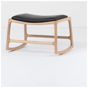 Отоман с масивна дъбова конструкция и детайли от черна биволска кожа Dedo - Gazzda