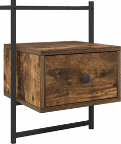 833447 vidaXL Нощно шкафче стенно опушен дъб 35x30x51 см инженерно дърво