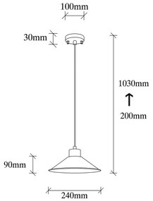 Висящо осветително тяло с метален абажур ø 24 cm Gece – Opviq lights