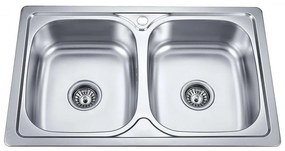 Кухненска мивка ICK 8050 S, неръждаема стомана, двойна, със сифон, 82x62см