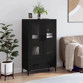 828301 vidaXL Висок шкаф, черен, 69,5x31x115 см, инженерно дърво