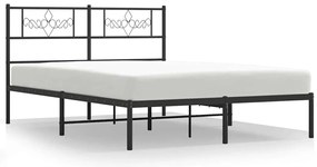 355269 vidaXL Метална рамка за легло с горна табла, черна, 150x200 см