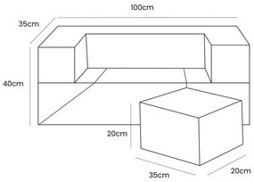 Тюркоазено велурено игрище от пяна 100x35x40 cm Montessori – Meowbaby