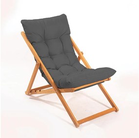 Градински шезлонг сив/бук