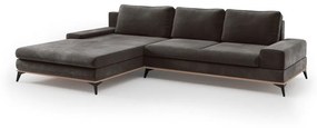 Тъмнокафяв ъглов разтегателен диван с кадифена тапицерия, ляв ъгъл Astre - Windsor &amp; Co Sofas