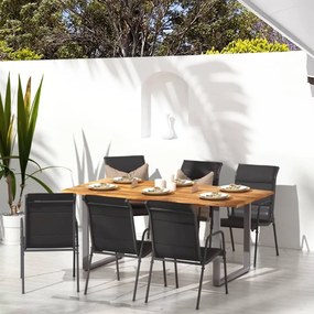 316822 vidaXL Градински столове, 6 бр, стомана и textilene, черни