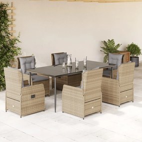 3262873 vidaXL Градински комплект с възглавници, 7 части, бежов полиратан