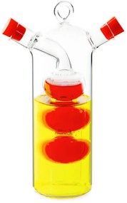 Съд за оцет и олио 2в1 Luigi Ferrero FR-6045, Два отделни отвора, Без протичане, Стъкло, Прозрачен/червен