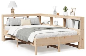 3324415 vidaXL Легло с етажерка за книги, без матрак, 160x200 см, бор масив