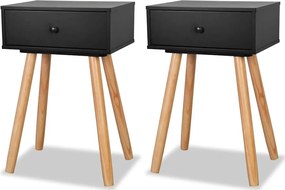 244741 vidaXL Нощни масички, 2 бр, иглолистен масив, 40x30x61 см, черни