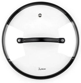 Тенджера Luigi Ferrero Symphony FR-2010, 20x10.5 см, 2.6 л, Незалепващо покритие, Стъклен капак с отвор за пара, Стоманени дръжки с PVD, Индукция, Черен мрамор