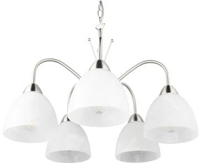 Бяло-сребристо висящо осветително тяло със стъклен абажур ø 55 cm Dobby – Trio