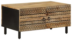 4018633 vidaXL Кафе маса, черна, 80x50x40 см, грубо мангово дърво масив
