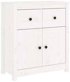 813750 vidaXL Сайдборд, бял, 70x35x80 см, бор масив