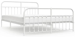 352648 vidaXL Метална рамка за легло с горна и долна табла, бяла, 160x200 см