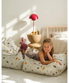 Бял детски пуф от букле и шенил Terrazzo Square – Wigiwama