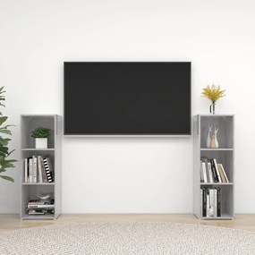 3079911 vidaXL ТВ шкафове, 2 бр, бетонно сиви, 107x35x37 см, инженерно дърво