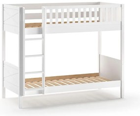 Бяло двуетажно детско легло от масивен бор с място за съхранение 90x200 cm SCOTT – Vipack