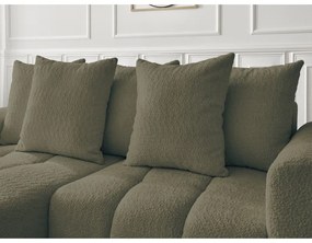 Сгъваем/с място за съхранение ъглов диван от прежда с примки от букле в цвят каки (ляв ъгъл) Roxelane – Bobochic Paris