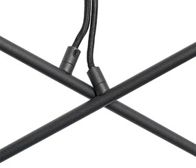 Висяща лампа черна с месинг и опушено стъкло 6-светлина - Vidro