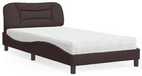 3208516 vidaXL Легло с матрак, тъмнокафяво, 100x200 см, плат