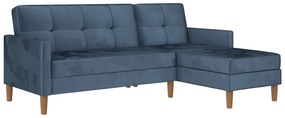 Син кадифен разтегателен ъглов диван (променлив) Lilly – Støraa