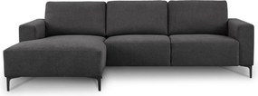 Антрацитен шенилов ъглов диван (ляв ъгъл) Fabian – Scandic