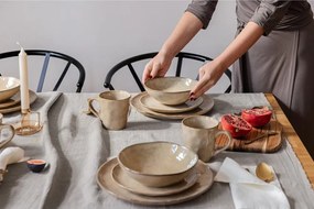 Комплект за вечеря от бежов каменна керамика 16 бр. Glosia - Bonami Selection