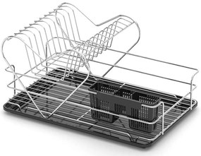 СУШИЛНИК ЗА СЪДОВЕ TEKNO TEL KB-011BP , 1ниво черен , хром-1ниво