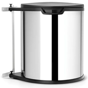 Кош за боклук за вграждане Brabantia Built-In 647044, 15 л, Широк отвор, Пластмасова вътрешна кофа, Инокс