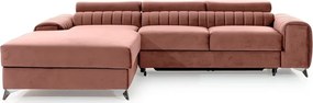 Розов кадифен разтегателен ъглов диван с място за съхранение (ляв ъгъл) Grayson – ELTAP