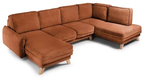 Оранжев сгъваем ъглов диван от рипсено кадифе (десен ъгъл/"U" форма) Tori – Bonami Selection