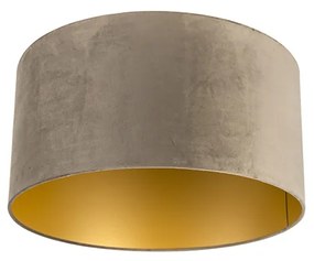 Кадифен абажур Taupe 50/50/25 със златист интериор