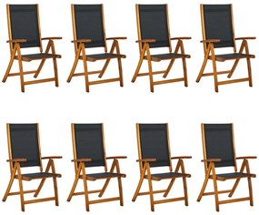 3120456 vidaXL Сгъваеми градински столове, 8 бр, акация масив и textilene