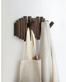 Тъмнокафява стенна закачалка от масивен бор Picket – Umbra