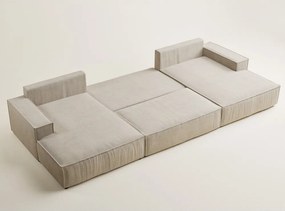 Бежов шенилов сгъваем/с място за съхранение ъглов диван (U форма) Kyoto – Maison de Rêve
