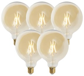 Комплект от 5 димируеми LED крушки E27 G125 златисти 5W 450lm 2200K