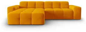 Ъглов диван от кадифе в жълта охра (ляв ъгъл) Kendal - Micadoni Home