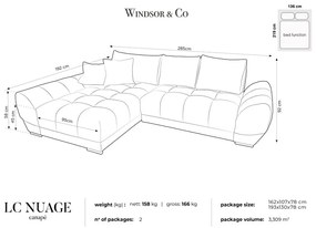 Тъмносив ъглов разтегателен диван с кадифена тапицерия , ляв ъгъл Nuage - Windsor &amp; Co Sofas