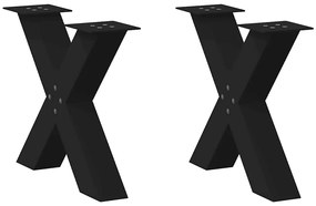 4012960 vidaXL Крака за масичка за кафе, X-образни, 2 бр., черни, 60 x (42-43) см, стомана